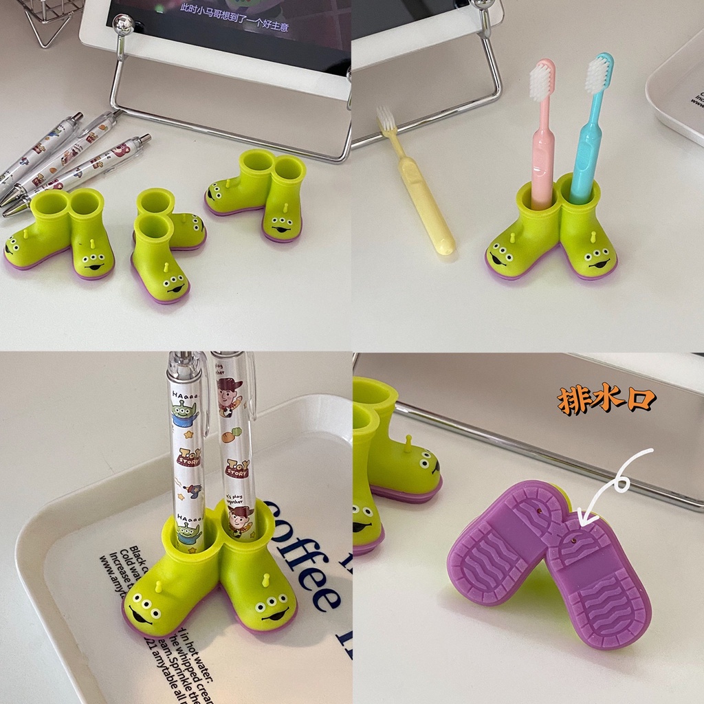 ส่งจากไทย💚 PP ที่วางแปรงสีฟัน Toothbrush holder Little green man ที่วางปากกา กรีนแมน น่ารัก ที่วางของบนโต๊ะ 83005