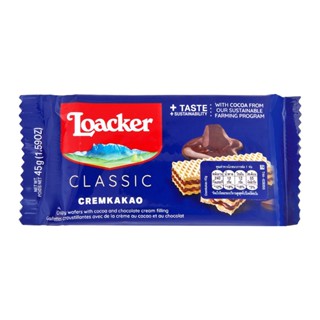 Loacker(ล็อคเกอร์) ล็อกเกอร์ เวเฟอร์ รสครีมโกโก้ 45 กรัม Loacker Wafers Cocoa Cream Flavor 45 g.เค้ก และพาย