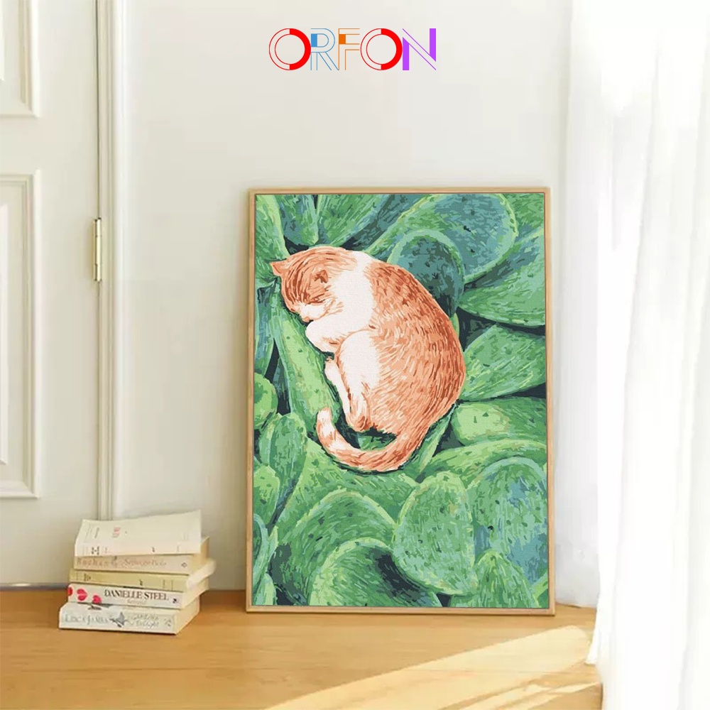 【ORFON】ภาพวาดสีน้ํามัน รูปแมวน่ารัก ระบายสีตามตัวเลข ขนาด 40*50 ซม. DIY สําหรับตกแต่งบ้าน ของขวัญวันหยุด