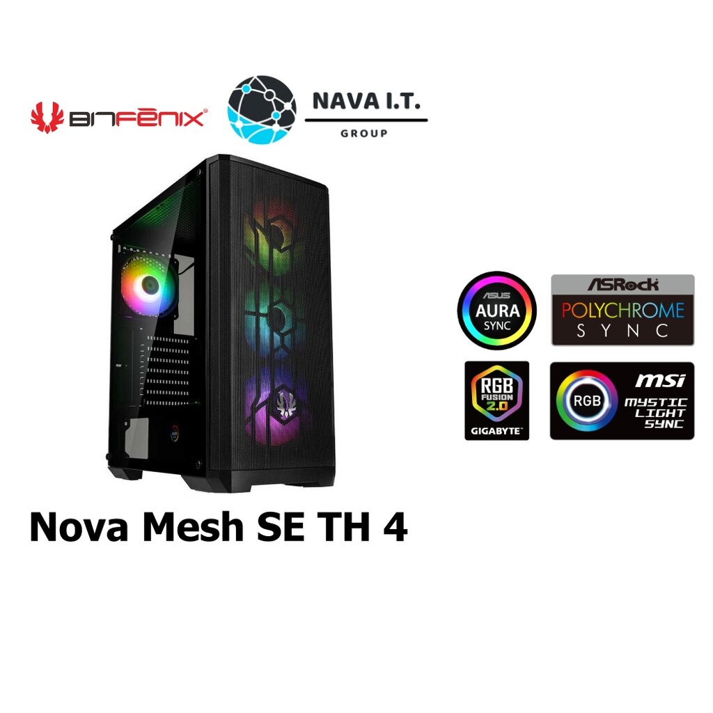 ⚡️กรุงเทพฯด่วน1ชั่วโมง⚡️ BITFENIX NOVA MESH SE TH 4 ARGB -BLACK รับประกัน 3ปี