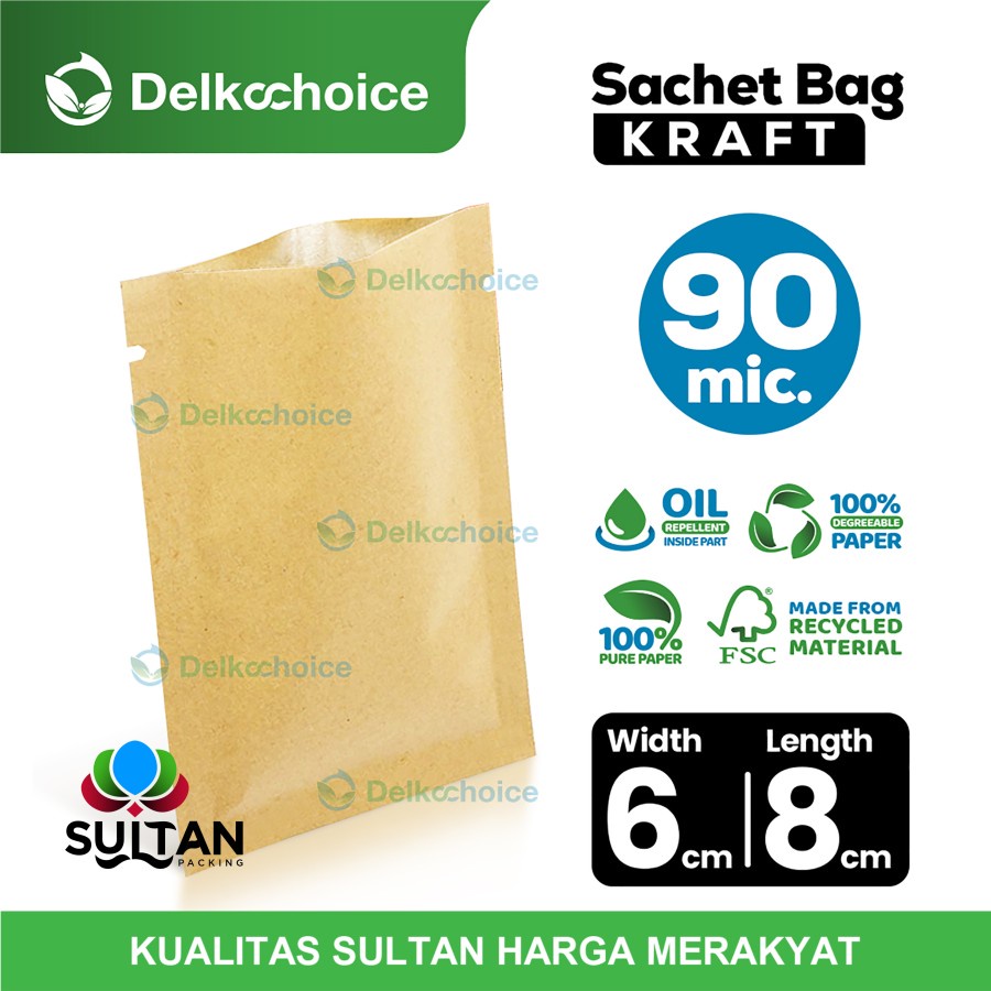 KRAFT SACHET PACKAGING NON ZIPLOCK 6x8 DELKOCHOICE