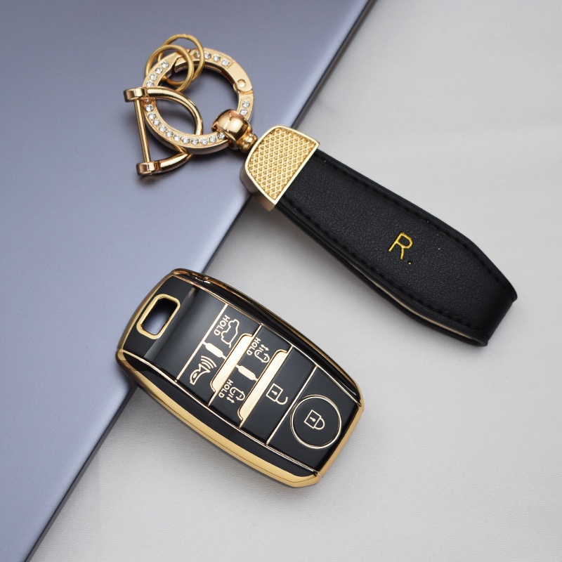 เคสกุญแจรีโมทรถยนต์ TPU ขอบทอง 6 ปุ่ม สําหรับ Kia Sedona Grand Carnival Snugly Sorento L580 Kia Doul