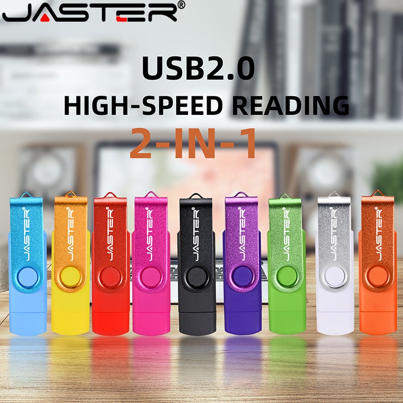 Jaster OTG แฟลชไดรฟ์ USB 64GB 3in1 TYPE-C หน่วยความจํา USB 2.0 32GB (โลโก้ฟรี 1 ชิ้น) 16GB ฟรีพวงกุญแจ ดิสก์ U 8GB 4GB