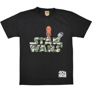 ราคาต่ำสุด!!⭐ A bathing ape x Star wars ⭐ เสื้อยืด คอกลม แขนสั้น แฟชั่น r2d2 c3po ลิง BAPE yoda スター・ウォーズ unisexS-3X_04