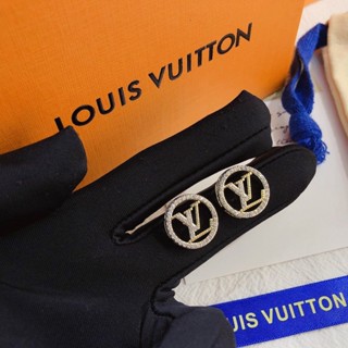 LOUIS VUITTON ต่างหูสตั๊ด เหล็กไทเทเนียม รูปโลโก้ตัวอักษร LV เครื่องประดับแฟชั่น สําหรับผู้หญิง