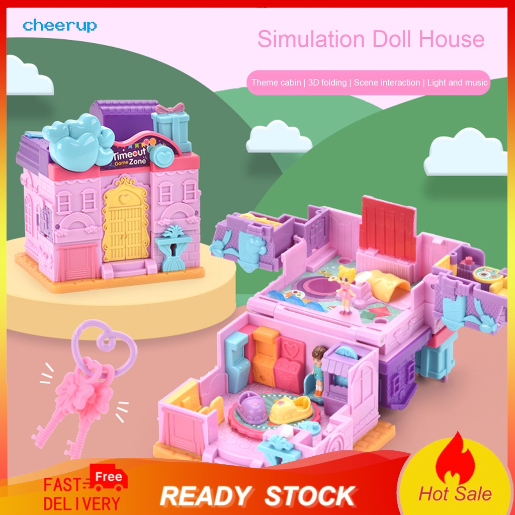 Chearup บ้านตุ๊กตาจําลอง 3D มีเสียงเพลง และแสง พับได้ ของเล่นเพื่อการเรียนรู้ สําหรับเด็ก