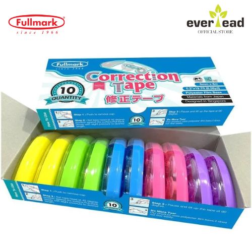 เทปลบคําผิด Fullmark - อย่างละ 5 มม. X 6 ม. / กล่อง 10 ชิ้น (รุ่น B)