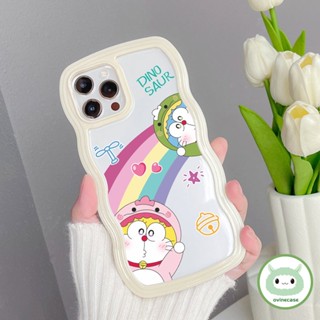 เคสโทรศัพท์มือถือ TPU แบบนิ่ม ลายการ์ตูนโดราเอมอน สีรุ้ง ทนทาน สําหรับ iPhone 11 Pro 14 Pro Max 12 13 Pro XR XS Max 7 Plus 8 Plus