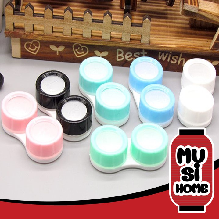 MUSI.HOME【ราคาถูก】ตลับใส่คอนแทคเลนส์ ตลับ คอนแทคเลนส์ ตลับหลุมคอนแทคเลนส์ ที่ใส่คอนแทคเลนส์ สีพาสเทล มินิมอล EYE11
