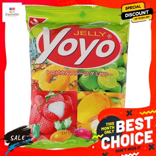 Yoyo(โยโย่) เยลลี่ โยโย่ ทรอปิคคอลฟรุต ขนาด 80 กรัม Jelly Yo-Yo Tropical Fruit Size 80 g.พุดดิ้ง, เยลลี่, &amp; มาร์ชแมลโลว์