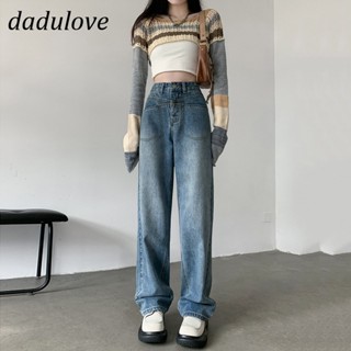 DaDulove💕 New Korean Style Reverse Pocket Jeans High Waist Womens Wide-leg Pants Fashion Straight-leg Pants