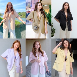 cotton blazer | เสื้อเบลเซอร์แขนสั้น ทรงสวยมากก ผ้าอย่างดี ซับในทั้งตัว ไม่มีฟองน้ำเสริมบ่า