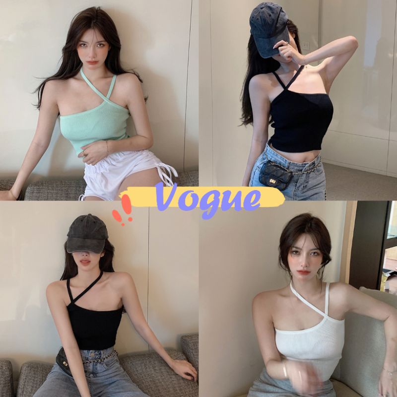 Vogue🌟พร้อมส่ง🌟เสื้อสายเีดี่ยวไหมพรม ผ้าร่องผ้านิ่มใส่สบาย (70070) -N