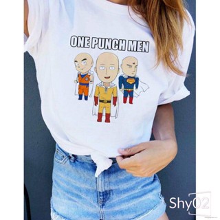 เสื้อยืดคอกลม แขนสั้น พิมพ์ลายการ์ตูน One Punch Man Saitama น่ารัก เหมาะกับฤดูร้อน สําหรับผู้หญิง_12