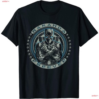 ผู้ชายและผู้หญิง แบล็ค แพนเธอร์ เด็กผู้ชาย เสื้อยืด Marvel Black Panther TChalla Wakanda Forever Black T-Shirt เสื_03