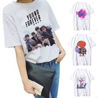 เสื้อยืดแขนสั้น พิมพ์ลายการ์ตูนศิลปิน  BTS เสื้อแฟชั่นผู้หญิง_03