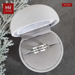 MT แหวนเงินแท้ ลายเกลียวเชือก แบบหมุนได้ งานรมดำ ไซส์: 56, 57, 64, 67 Solid 925 Sterling Silver Ring (sr738) MT Jewelry มณีธารา