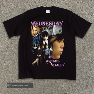 เสื้อยืดแนววินเทจ ลาย WEDNESDAY THE ADDAMS FAMILY ทรงOversize เสื้อ