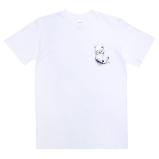 Ripndip เสื้อยืด แขนสั้น พิมพ์ลายแมวนิ้วกลาง สไตล์ Unisex