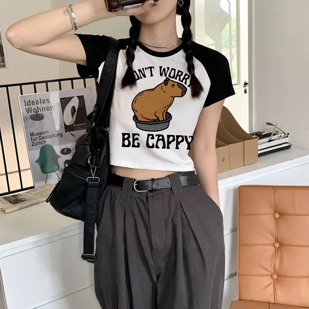 Capybara Capibara เสื้อยืด ลายการ์ตูน ผู้หญิง เสื้อผ้าการ์ตูนญี่ปุ่น ยุค 2000