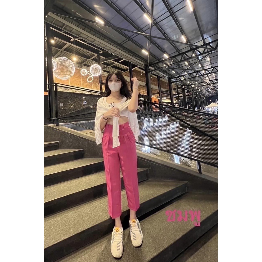 🌻(เหลือ 132 บ. ใช้โค้ดวิดีโอหน้าร้าน) K03 กางเกงทรงบอย 8  ส่วนA ผ้าเปเป้นช เอว XS-XL