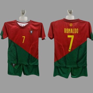 เสื้อกีฬาแขนสั้น ลายทีมชาติฟุตบอล PORTUGAL RONALDO คุณภาพสูง สําหรับเด็กผู้ชาย 2022