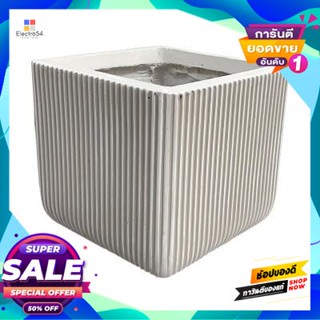 Fiberclay กระถางต้นไม้ไฟเบอร์เคลย์ทรงเหลี่ยม (M) รุ่น DW208501B ขนาด 12 นิ้ว สีขาว Fiberclay Square Plant Pot (M) FONTE