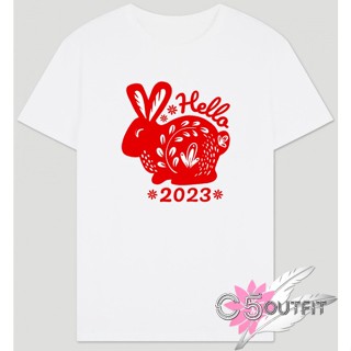 【2023】#ถูกสุด เสื้อยืด พิมพ์ลายปีใหม่จีน RABBIT HELLO 2023