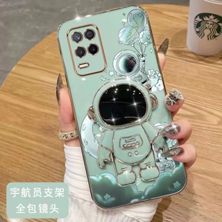 เคสโทรศัพท์มือถือ ขอบตรง ลายนักบินอวกาศ พร้อมขาตั้ง สําหรับ realme 8 4G realme 8PRO 4G realme 8i realme 9i realme 9pro realme 9 4G realme 7 4G