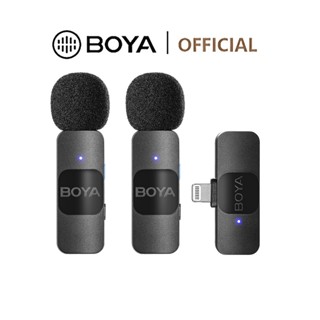 BOYA BY-V1/V2 ไมค์ไร้สายพร้อมระบบลดเสียงรบกวนแบบอัตโนมัติสำหรับการถ่ายทอดสดและการสร้างเนื้อหาบน iPhone Android กล้องแอคชั่น แล็ปท็อป พีซี แอมพลิฟายเออร์ และสำหรับผู้สร้างเนื้อหาบน YouTube และการสตรีมสด