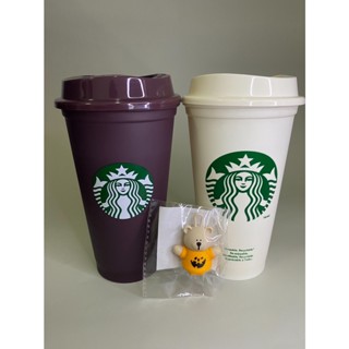 Set Starbucks Japan Helloween Color Changing Reusable Orange Perple 473ml &amp; Bearista Stopper Halloween 2022 เซตแก้วรียูส