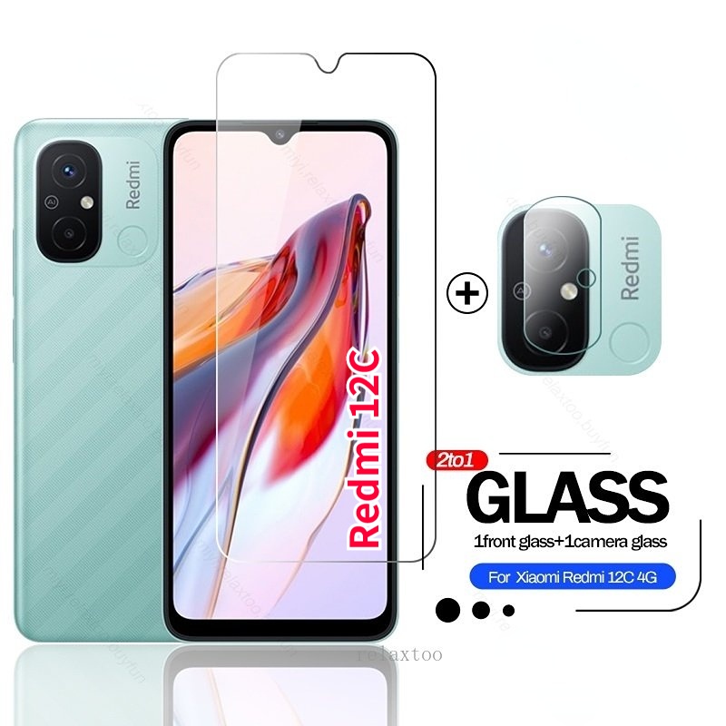 2 IN 1 กระจกนิรภัย HD ใส สําหรับ Redmi 12C 5G 2023 พร้อมป้องกันเลนส์และหน้าจอ