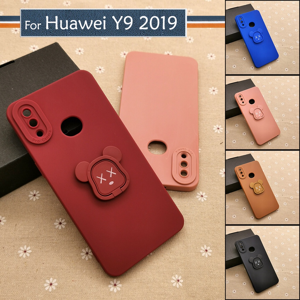 Huawei Y9 2019 ธรรมดา DIY หมี ขาตั้ง แหวน I-Ring ด้านหลัง ซิลิโคน TPU เคสนิ่ม เคสมือถือ