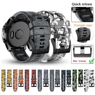 สายนาฬิกาข้อมือซิลิโคน ลายพราง 26 มม. 22 มม. แบบเปลี่ยน สําหรับ Garmin Tactix 7Pro Delta Solar Forerunner 965 955 945 935