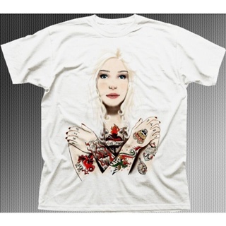 New Got Princess Khaleesi Game Of Thrones Dragon Fire Targaryen เสื้อยืดลําลองแฟชั่นสําหรับผู้ชายผ้าฝ้ายแขนสั้นคอกล_07