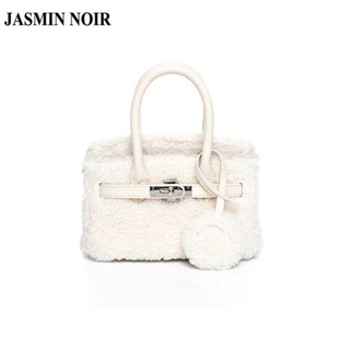 Jasmin NOIR กระเป๋าถือ กระเป๋าสะพายไหล่ ประดับขนเฟอร์ แฟชั่นสําหรับสตรี