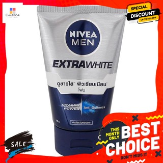 Nivea(นีเวีย) นีเวีย เมน เอ็กซ์ตร้า ไวท์ โฟม 100 ก. Nivea Men Extra White Foam 100 g.ทำความสะอาดผิวหน้า