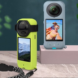 เคสซิลิโคนนิ่ม ป้องกันรอยขีดข่วน พร้อมสายคล้อง สําหรับ Insta360 X3