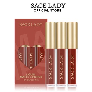 SACE LADY 3PCS/1SET Lipstick Set Small Sample Combination Velvet Matte Mist Lip Glaze Waterproof Sweatproof Non-stick cup Lip Gloss Lip Makeup TALLER