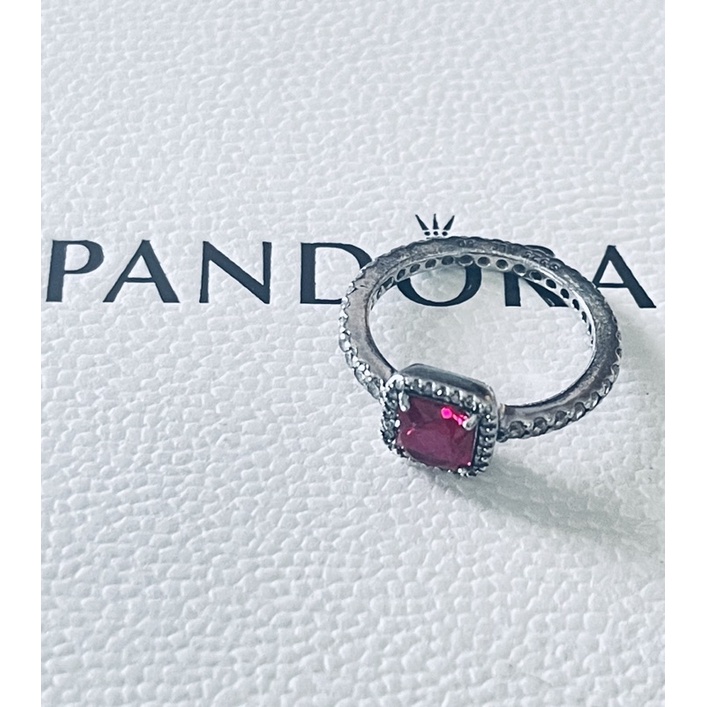 Pandora แท้ 💯% แหวนพลอยแดง ไซส์ 50