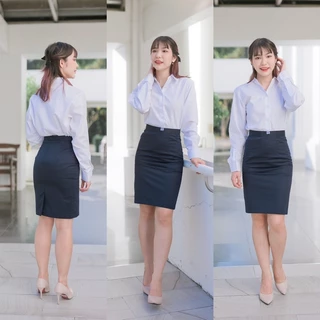 กระโปรงพิธีการ กระโปรงรับปริญญา สีกรมท่า(ผ้าเสริท) ยาว22-24-26 กระโปรงนักศึกษาสีกรม