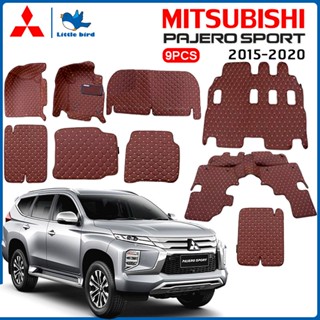 little bird พรมปูพื้นเข้ารูปรถยนต์ Mitsubishi Pajero Sport 2015-2020 9PCS (หนังแท้PVC 12สี) พรมปูพื้นรถยนต์ พรมรถยนต์