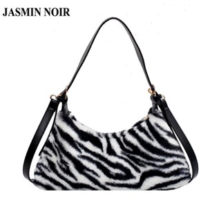 Jasmin NOIR กระเป๋าสะพายไหล่ กระเป๋าถือ สะพายข้าง ขนเฟอร์ เรียบง่าย สําหรับสตรี