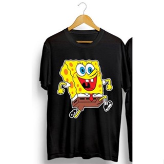 T-Shirtเสื้อยืดแขนสั้น ผ้าฝ้าย พิมพ์ลาย Spongebob distro แบบเรียบง่าย สําหรับผู้ชาย S-5XL