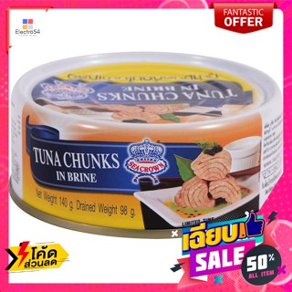 Seacrown(ซีคราวน์) ซีคราวน์ ทูน่าชนิดก้อนในน้ำเกลือ ขนาด 140 กรัม Sea Crown Tuna Chunks in Brine Size 140 g.อาหารแห้ง