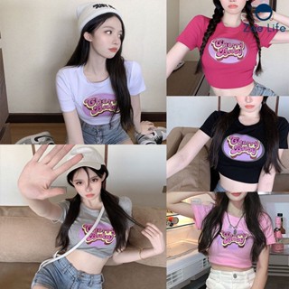 พร้อมส่ง  เสื้อยืดหลวม  เสื้อครอปรัดรูป  เสื้อครอปเเฟชั่น  cherry  เสื้อครอป cherry ใส่สบาย