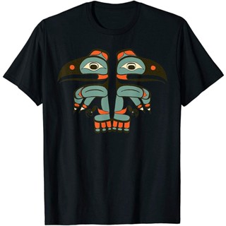 ใหม่ เสื้อยืดลําลอง แฟชั่นสําหรับผู้ชาย แขนสั้น พิมพ์ลาย Native American Indian Haida Indian Tribe