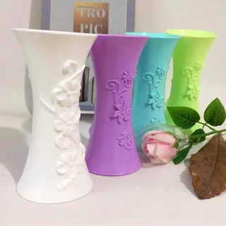 [AG]Plastic Embossment Vase Flower Arrangement Pot Container Home Office Table Decor