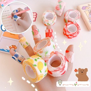 เทปพันนิ้วหัวแม่มือ แบบยืดหยุ่น พิมพ์ลายการ์ตูนน่ารัก ป้องกันการสึกหรอ สีสันสดใส สําหรับนักเรียน