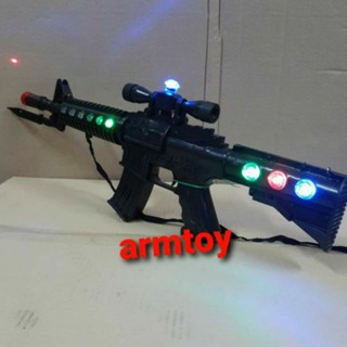 aumtoy ของเด็กเล่น ปืนของเล่น ปืนกล M16 มีเสียงมีไฟ ขนาด 55cm ใส่ถ่าน 2a 3 ก้อน